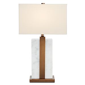 Catriona 1-Light Table Lamp in White Marble with Antique Brass