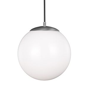 Visual Comfort Studio Leo Hanging Globe 13" Pendant Light in Satin Aluminum