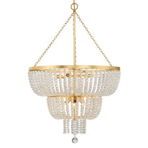 Crystorama Rylee 8 Light 37 Inch Chandelier in Antique Gold with Hand Cut Faceted Beads Crystals