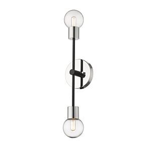 Z-Lite Neutra 2-Light Wall Sconce In Matte Black With Polished Nickel