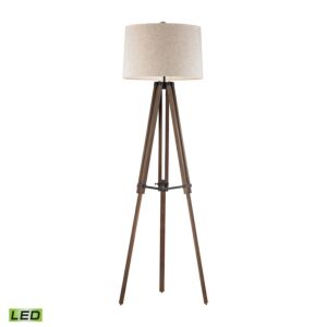 Wooden Brace 1-Light LED Floor Lamp in Walnut