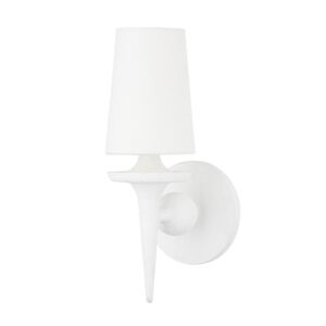Torch 1-Light Wall Sconce in White Plaster
