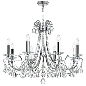 Crystorama Othello 8 Light 25 Inch Transitional Chandelier in Polished Chrome with Clear Hand Cut Crystals