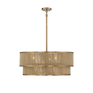 Savoy House Ashburn 6 Light Pendant in Warm Brass and Rope