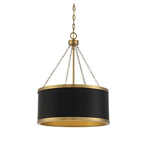 Savoy House Delphi 6 Light Pendant in Matte Black with Warm Brass Accents