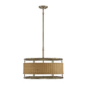 Savoy House Arcadia 6 Light Pendant in Burnished Brass with Natural Rattan