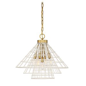 Lenox 5-Light Pendant in White with Warm Brass Accents