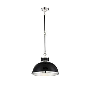 Corning 1-Light Pendant in Matte Black with Polished Nickel Accents