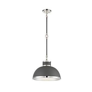 Corning 1-Light Pendant in Gray with Polished Nickel Accents