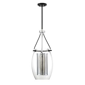 Savoy House Dunbar by Brian Thomas 1 Light Pendant in Matte Black with Polished Chrome Accents