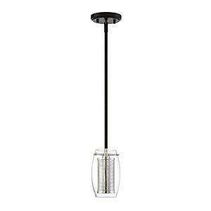 Savoy House Dunbar by Brian Thomas 1 Light Mini Pendant in Matte Black with Polished Chrome Accents