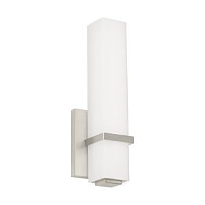 Visual Comfort Modern Milan 3000K LED 4" Bathroom Vanity Light in Satin Nickel and White Glass