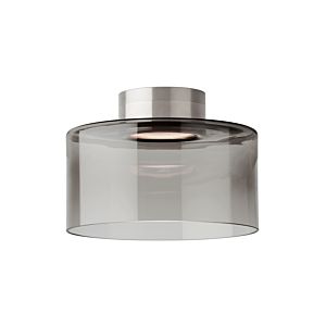 Visual Comfort Modern Manette 2700K LED 11" Ceiling Light in Satin Nickel and Transparent Smoke