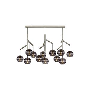 Tech Sedona Contemporary Chandelier in Satin Nickel and Transparent Smoke