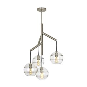 Tech Sedona 4 Light 2700K LED Contemporary Chandelier in Satin Nickel and Clear