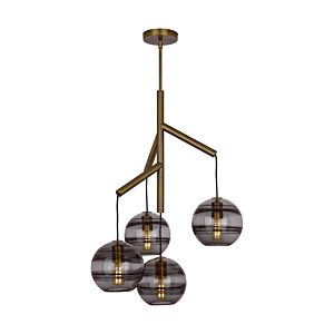 Visual Comfort Modern Sedona Contemporary Chandelier in Aged Brass and Transparent Smoke
