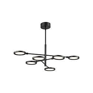 Tech Spectica 6 Light 3000K LED Contemporary Chandelier in Matte Black and Acrylic