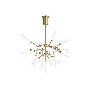 Visual Comfort Modern Spur 25-Light 2700K LED Multi-Tier Chandelier in Aged Brass and Frost