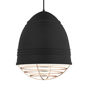 Visual Comfort Modern Loft 22" Pendant Light in Rubberized Black with White Interior