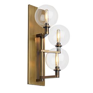 Tech Gambit 18 Inch Wall Sconce in Aged Brass and Clear