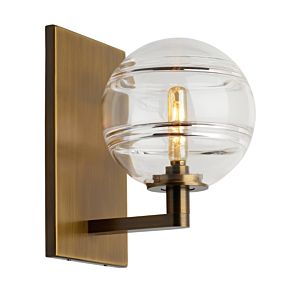 Tech Sedona 9 Inch Wall Sconce in Aged Brass and Clear