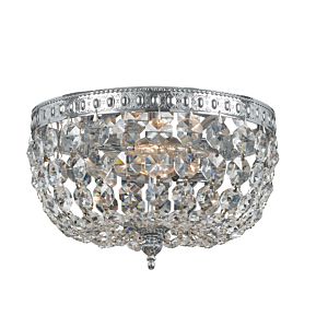Crystorama 2 Light 10 Inch Ceiling Light in Chrome with Clear Hand Cut Crystals