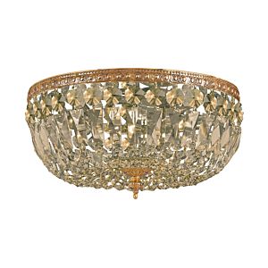 Crystorama 3 Light 12 Inch Ceiling Light in Olde Brass with Golden Teak Hand Cut Crystals
