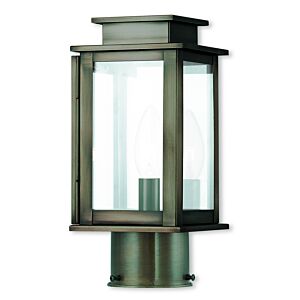 Princeton 1-Light Outdoor Post-Top Lanterm in Vintage Pewter w with Polished Chrome Stainless Steel