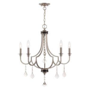 Glendale 5-Light Chandelier in Brushed Nickel w with English Bronzes