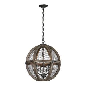 Renaissance Invention 3-Light Pendant in Aged Wood