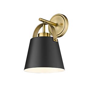 Z-Lite Z-Studio 1-Light Wall Sconce In Matte Black With Heritage Brass
