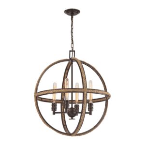Natural Rope 4-Light Chandelier in Oil Rubbed Bronze