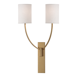 Hudson Valley Colton 2 Light 25 Inch Wall Sconce in Aged Brass