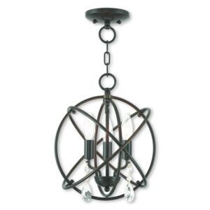 Aria 3-Light Mini Chandelier with Ceiling Mount in English Bronze