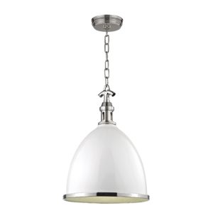Hudson Valley Viceroy 23 Inch Pendant Light in White and Polished Nickel
