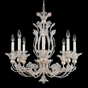 Schonbek Rivendell 8 Light Chandelier in Antique Silver with Clear Crystals From Swarovski Crystals