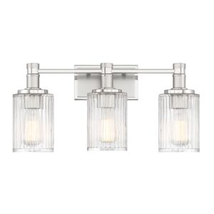 Concord 3-Light Bathroom Vanity Light in Silver and Polished Nickel