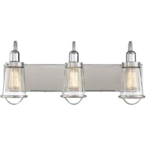 Savoy House Lansing 3 Light Bathroom Vanity Light in Satin Nickel with Polished Nickel Accents