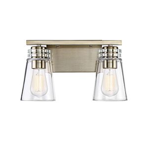 Brannon 2-Light Bathroom Vanity Light in Noble Brass