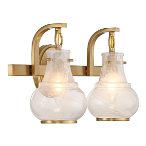 Adams 2-Light Bathroom Vanity Light in Warm Brass