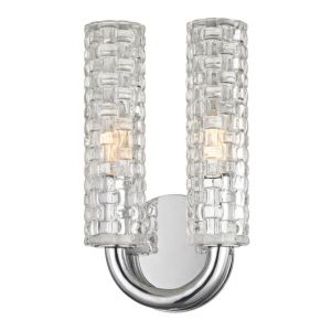 Hudson Valley Dartmouth 2 Light 11 Inch Wall Sconce in Polished Nickel