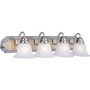 Maxim Lighting Essentials 4 Light Marble Bathroom Vanity Light in Satin Nickel