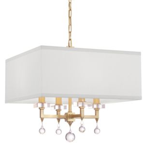 Crystorama Paxton 4 Light 14 Inch Transitional Chandelier in Aged Brass with Clear Glass Balls Crystals