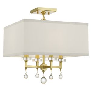 Crystorama Paxton 4 Light 16 Inch Ceiling Light in Aged Brass with Clear Glass Balls Crystals