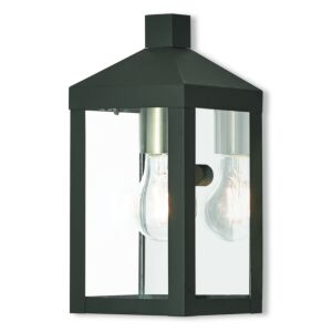 Nyack 1-Light Outdoor Wall Lantern in Black w with Brushed Nickel Cluster and Polished Chrome Stainless Steel