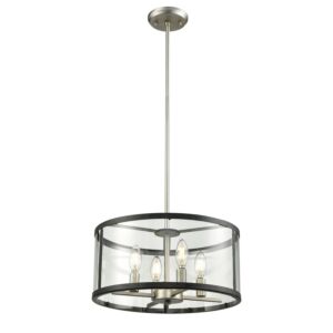 DVI Downtown 4-Light Pendant in Buffed Nickel and Graphite
