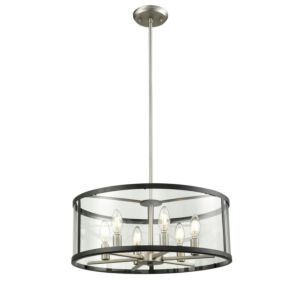 DVI Downtown 6-Light Pendant in Buffed Nickel and Graphite