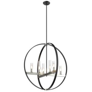 Mont Royal 8-Light Pendant in Satin Nickel and Graphite