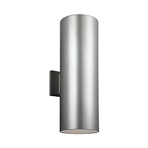 Outdoor Cylinders 2-Light Outdoor Wall Lantern in Painted Brushed Nickel