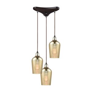 Hammered Glass 3-Light Pendant in Oil Rubbed Bronze